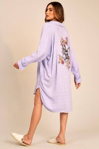 Yacamim Lilac Striped Oversized Shirt with Back Print