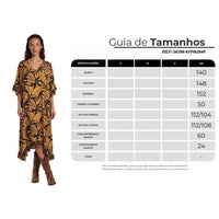 Kaftan Midi Com Pontas Laterais Marrom Claro Estampado Yacamim J10