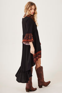 Yacamim D27 Black Printed Mullet Dress with 3/8 Sleeves