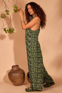 Yacamim Printed Jumpsuit with Eyelets on Straps