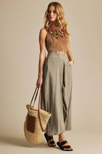 Yacamim Green Midi Skirt With Pockets