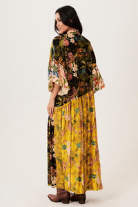 Yacamim C18 Yellow and Black Patchwork Long Dress