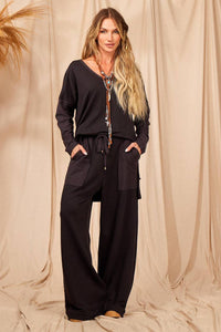 Yacamim Black Palazzo Pants with Pockets