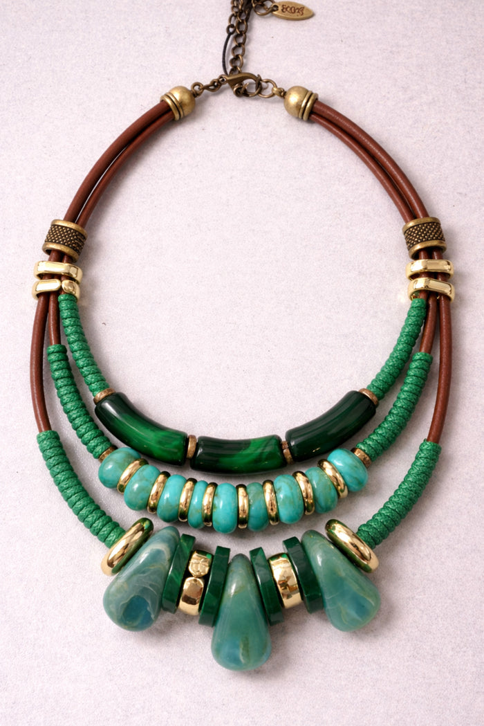 Colar Artesanal Com Pingentes De Pedras Yacamim #1013