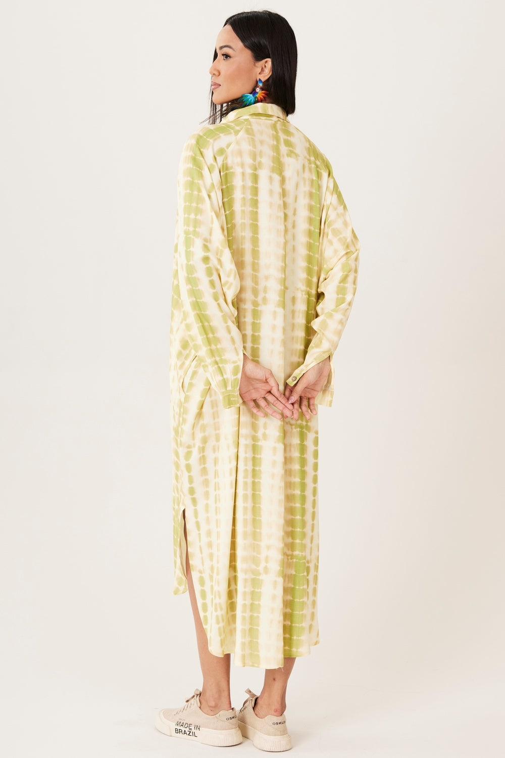 Yacamim Green Tie-Dye Digital Midi Shirt M2