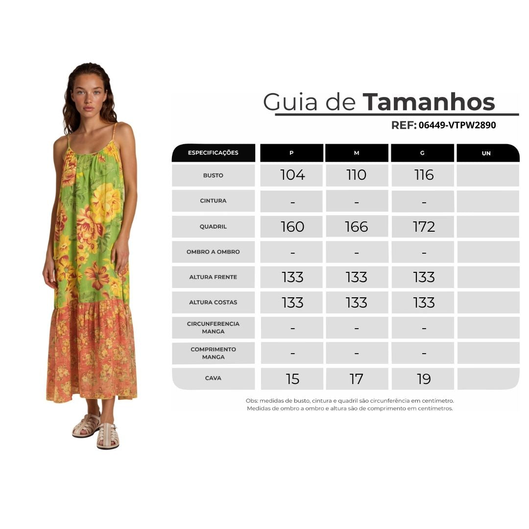 Vestido Midi De Alças Reguláveis Verde Patchwork Yacamim C29