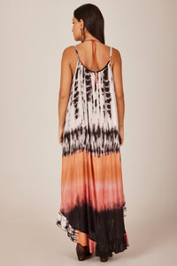 Yacamim E6 Tie-Dye Digital Print Long Dress with Adjustable Straps