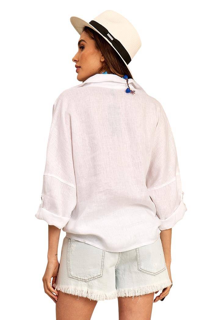 Yacamim White Linen Batiste Shirt