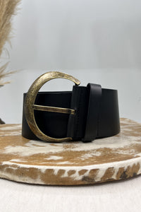 Black Yacamim Magic Belt with Aged Gold Buckle #132