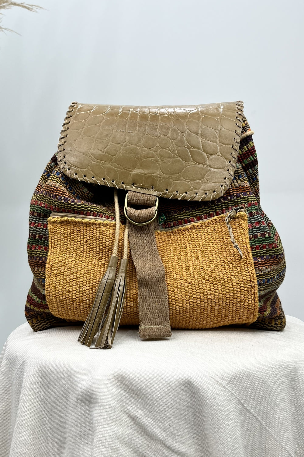 Yacamim Large Mustard Loom Backpack #62