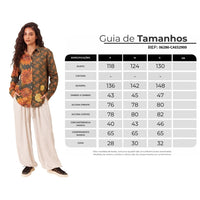 Camisa Tiradentes Com Flores Bordadas Laranja E Verde Estampado Yacamim R1