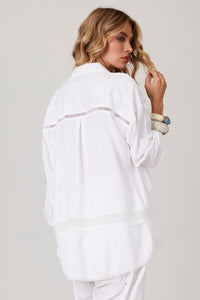 Yacamim A18 White Broderie Anglaise Shirt with Lace