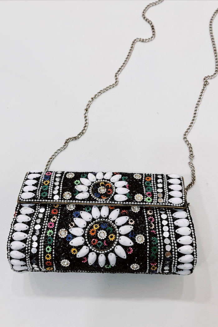 Yacamim Handmade Black Mosaic Handbag #769