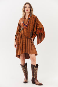 Yacamim D2 Brown Patchwork Short Dress