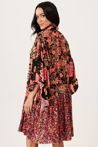 Yacamim E19 Pink Loose Short Dress with Paisley Patchwork Print