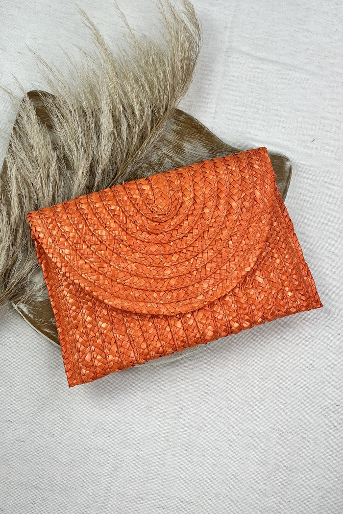 Yacamim Orange Straw Envelope Wallet #60