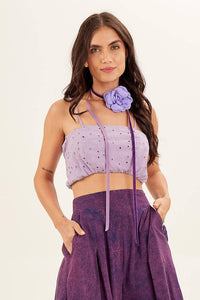 Yacamim F11 Lilac Guipure Band Top