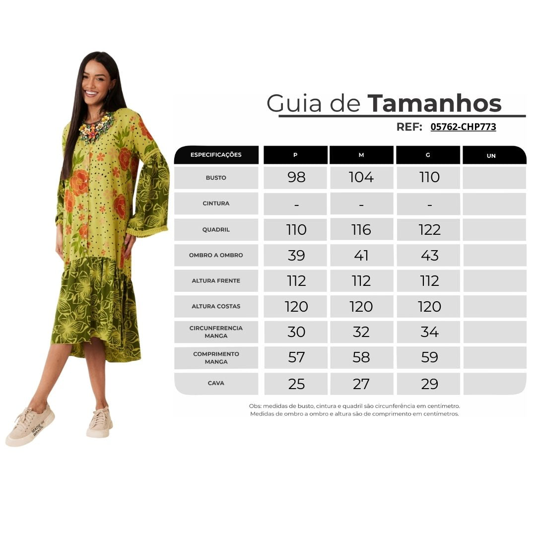 Yacamim N7 Patchwork Green Long Sleeve Midi Shirt