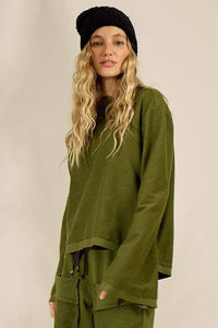 Yacamim A28 Basic Green Long Sleeve Sweatshirt
