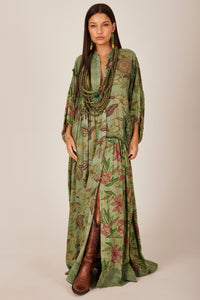Yacamim C26 Green Patchwork Crochet Long Dress