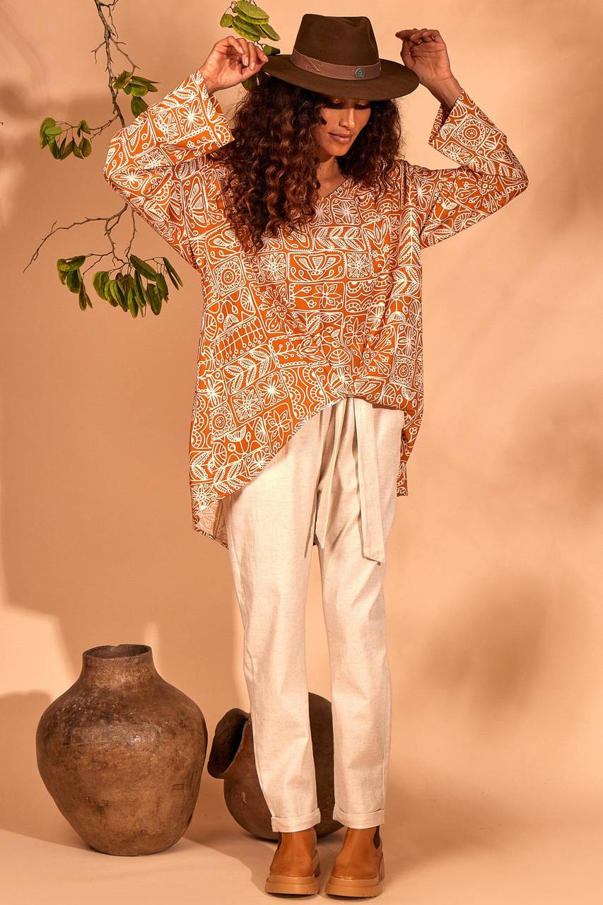 Yacamim Beige Nature Trousers with Belt