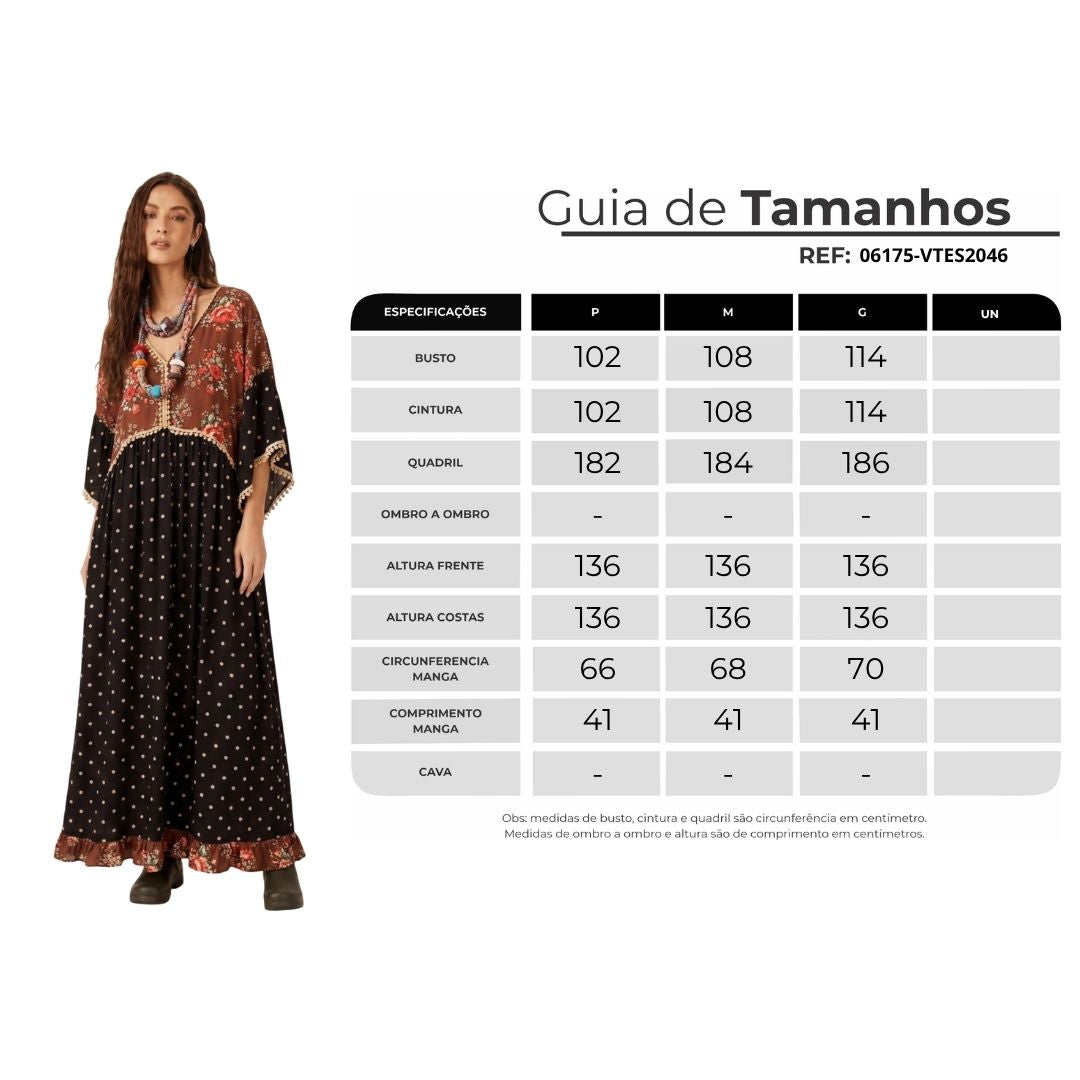 Yacamim Long Dress with Black and Brown Ruffles Patchwork E7