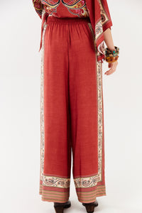 Terracotta Palazzo Pants Paisley Print Yacamim A20
