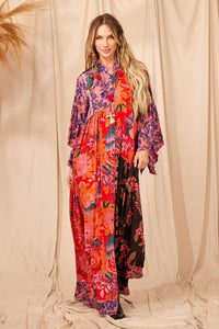 Yacamim Long Shirt Dress with Rose Patchwork