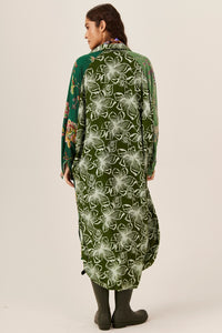 Yacamim N5 Green Patchwork Midi Shirt