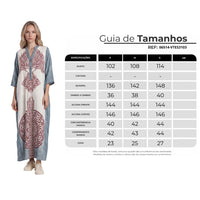 Vestido Longo Gola Padre Bege E Cinza Estampado Yacamim C30