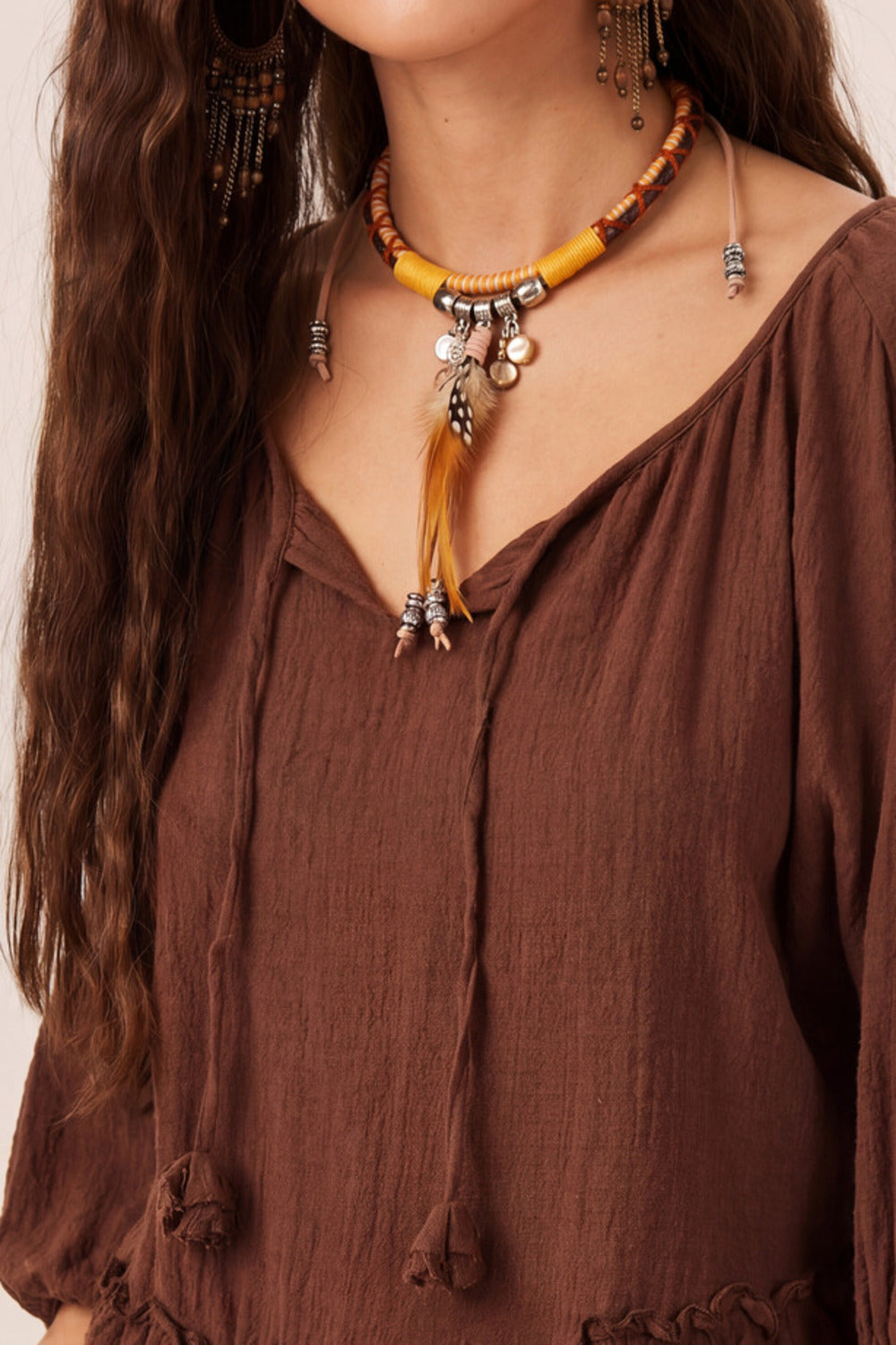 Handmade Necklace with Colorful Cords and Pendants #1037