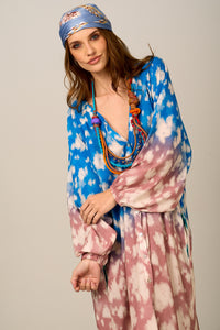 Yacamim N5 Ombre Blue Rose Green Long Loose Chemise
