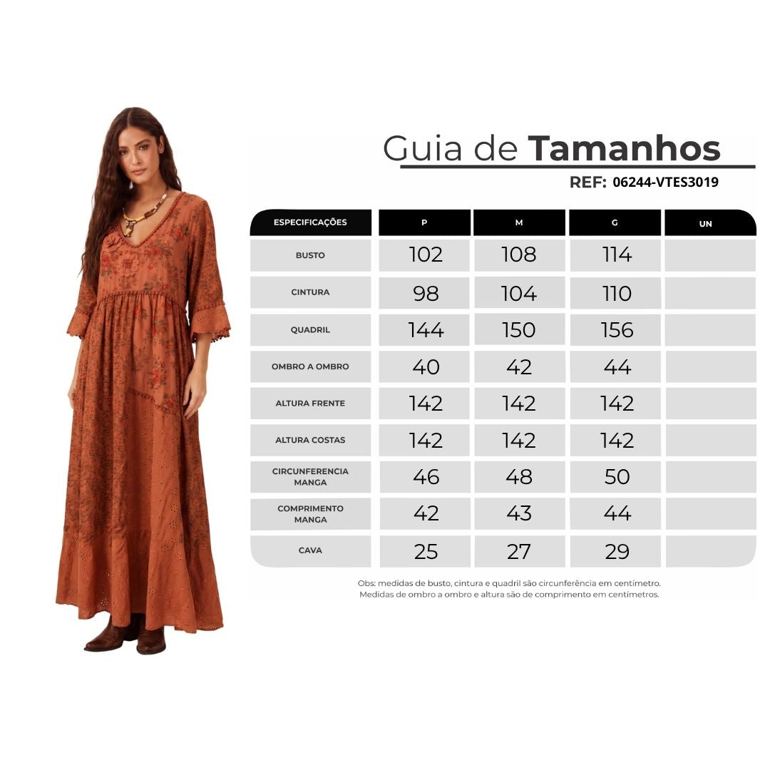 Long Dress With Broderie Details Terracotta Patchwork Yacamim C4