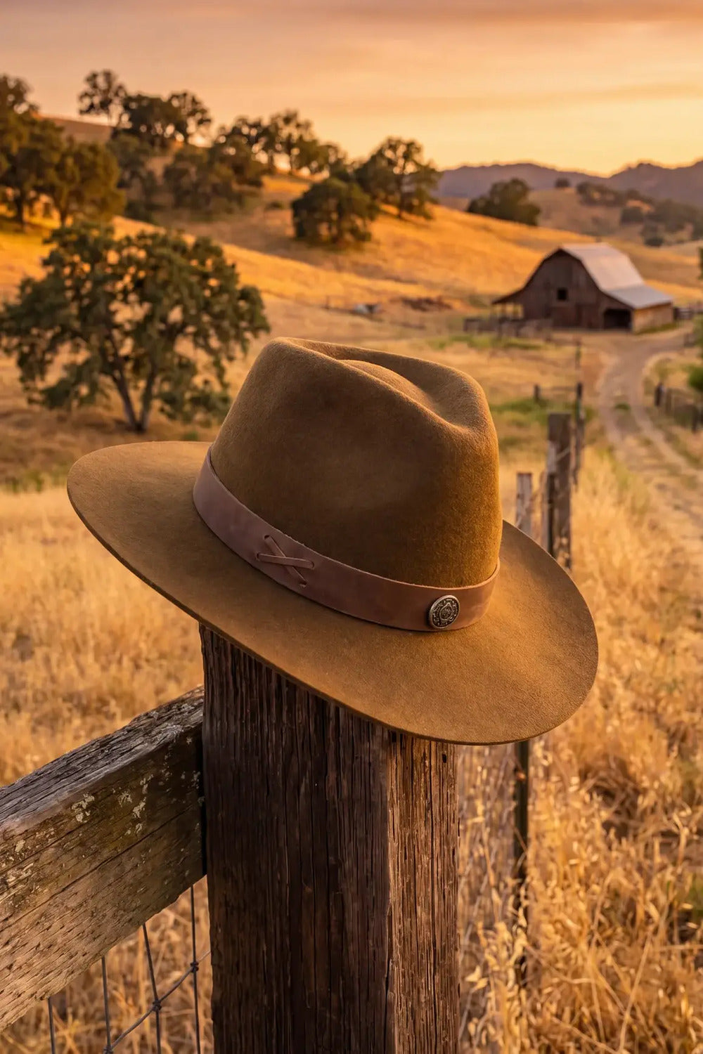 Yacamim Brown Leather Band Felt Hat #1102