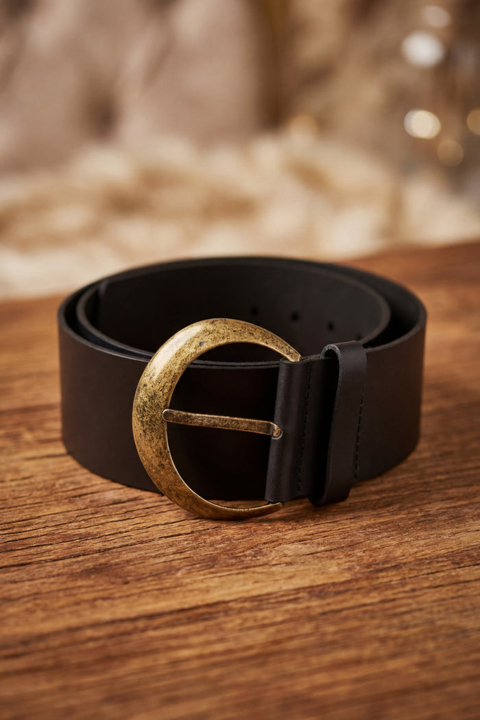 Black Yacamim Magic Belt with Aged Gold Buckle #132