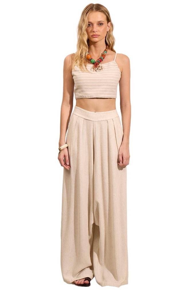Yacamim A22 High-Waisted Beige Harem Pants
