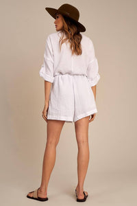 White Yacamim 3/8 Sleeve Romper O8