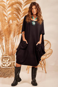 Yacamim Black Wide Jacket with Large Pocket B16