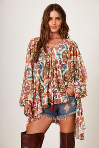 Yacamim B14 Loose Printed Tulle Tunic