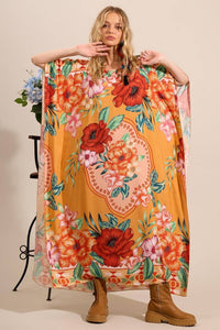 Yacamim J1 Wide Orange Printed Kaftan