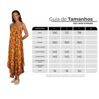 Vestido Midi De Alças Reguláveis Laranja Floral Patchwork Yacamim E7