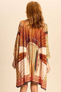 Loose Tunic with 3/8 Sleeves Exclusive Indigenous Yacamim B21 Print