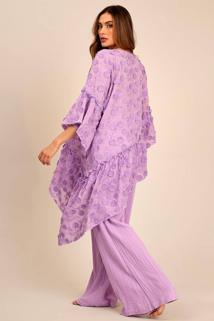 Lilac Wide-Leg Trousers with Pockets Yacamim H5