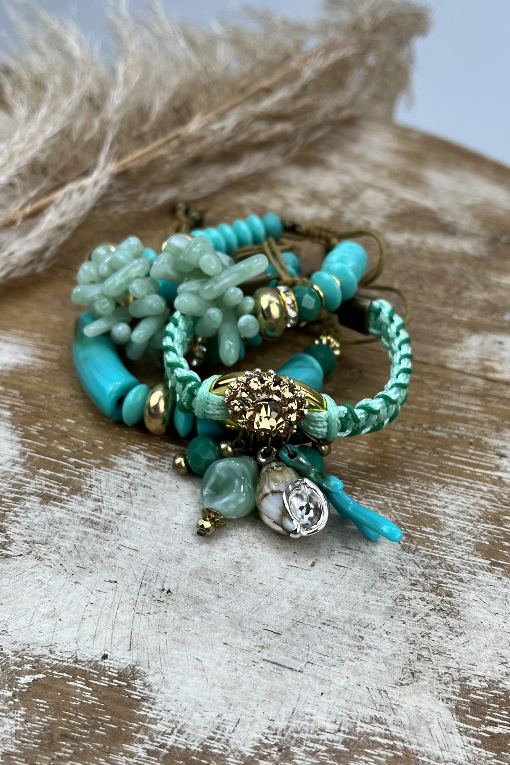 Yacamim Green Macramé Bracelet Kit with Mixed Charms #57