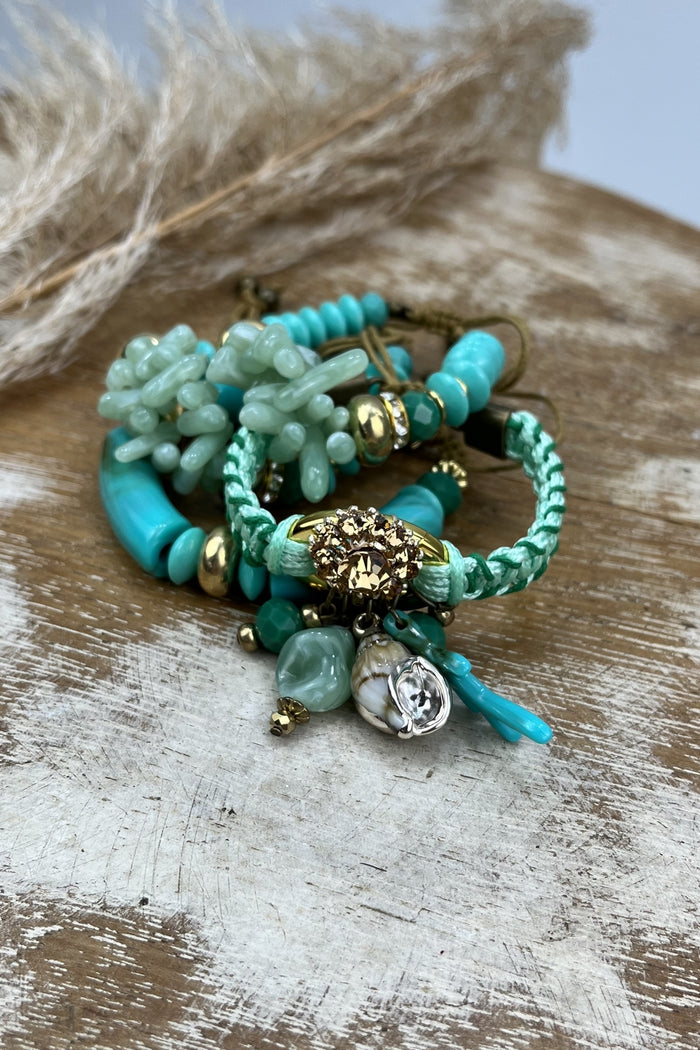 Yacamim Green Macramé Bracelet Kit with Mixed Charms #57