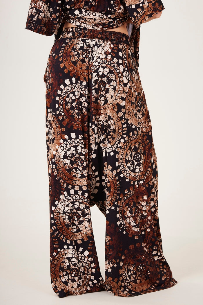 Yacamim H10 Brown Batik Print Sarouel Palazzo Pants