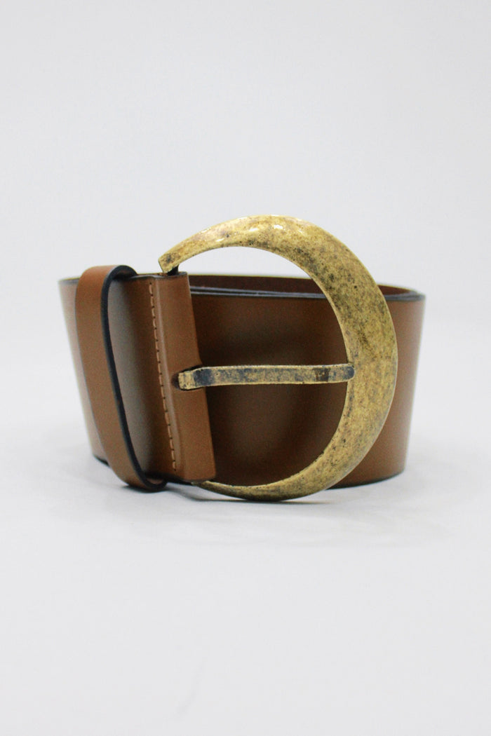 Yacamim Brown Old Gold Buckle Magic Belt #468