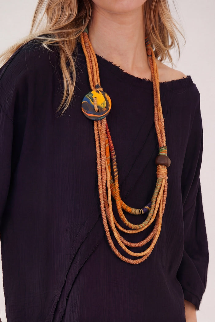 Handmade Necklace of Colorful Yacamim Ropes #868