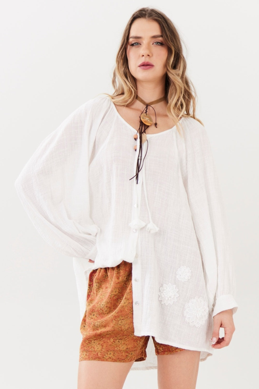 Yacamim A22 White 100% Cotton Gauze Marrakesh Shirt