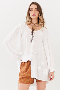Yacamim A22 White 100% Cotton Gauze Marrakesh Shirt
